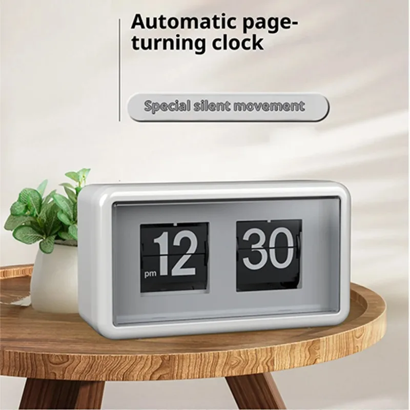 Retro Digital Flip Desk Clock Mute Time Display Auto Page Turning Table Clock With Calendar