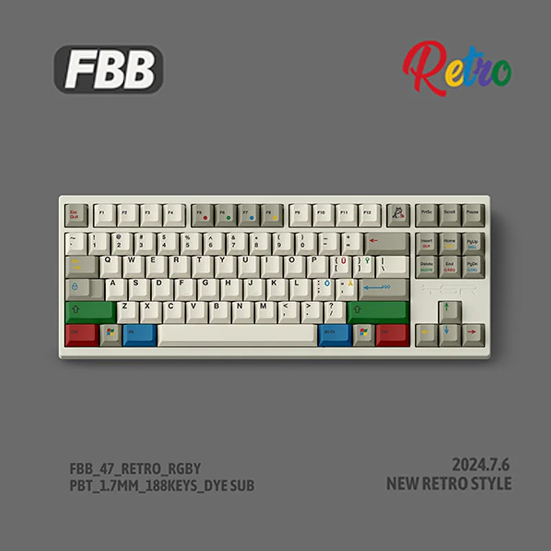 FBB MAKER Side-Printed Retro Style Key Cap Cherry Height Thermal Dye Sublimation PBT Keycaps Keyboard 9009 DIY PC Gamer Custom