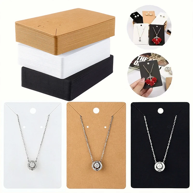 Necklace Display Cards Paper with Bags (100 Sets) Retail-Ready Jewelry Packaging for Boutique Merchandising & Craft Shows TMZ