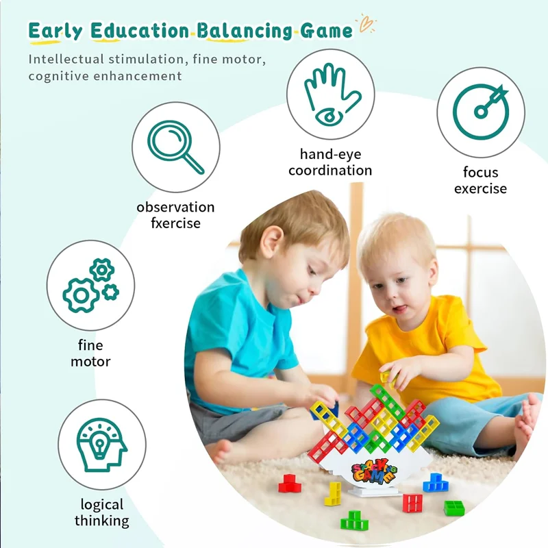 2025 novo bloco de construção tijolo brinquedos equilíbrio empilhados tetra torre jogo balanço alta russo blocos de construção pilha crianças brinquedos de mesa