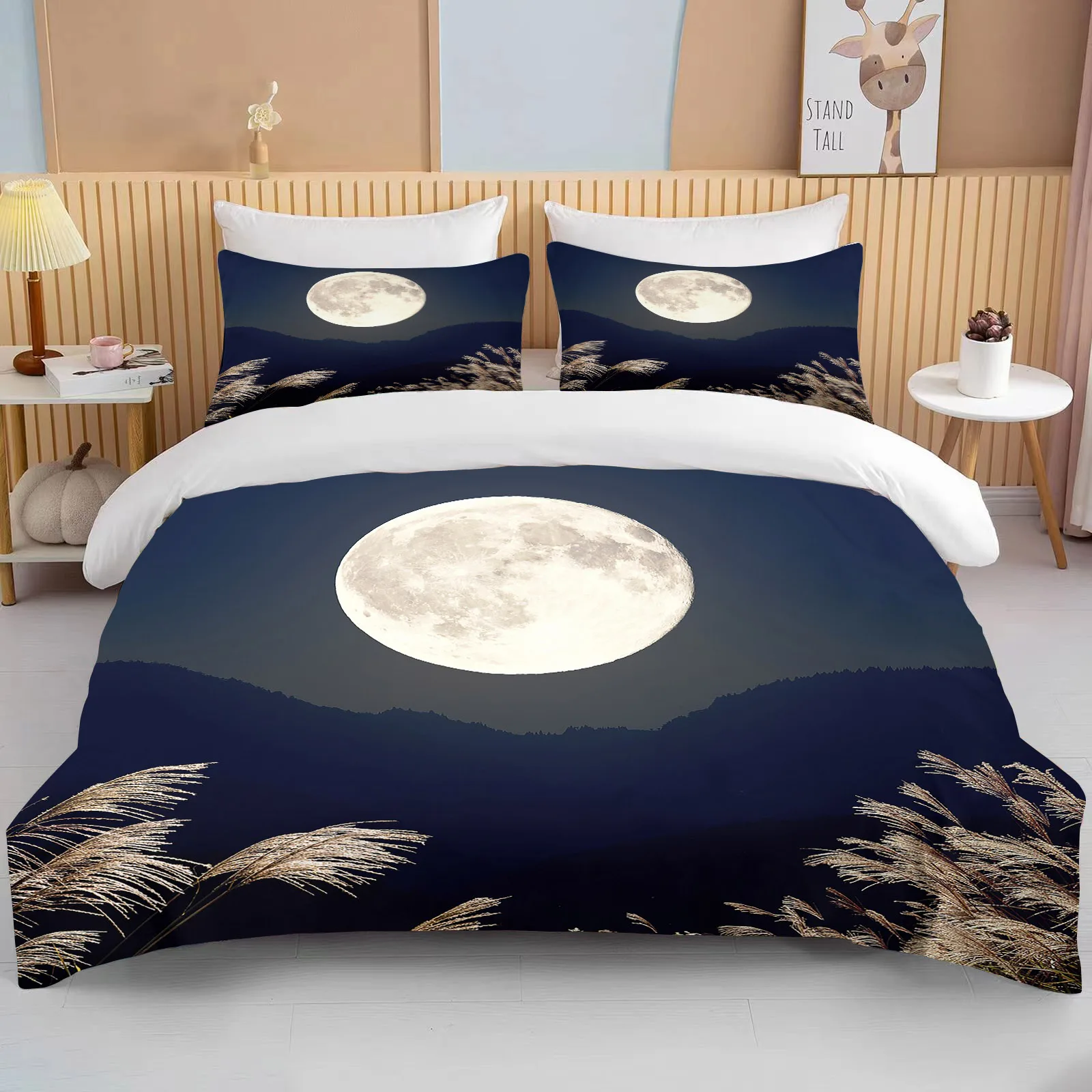 Moon Bedding Set Night View Duvet Cover Set With Pillowcase Bedding King Queen Full Double Single Size Luxury Bedxclothes Decor