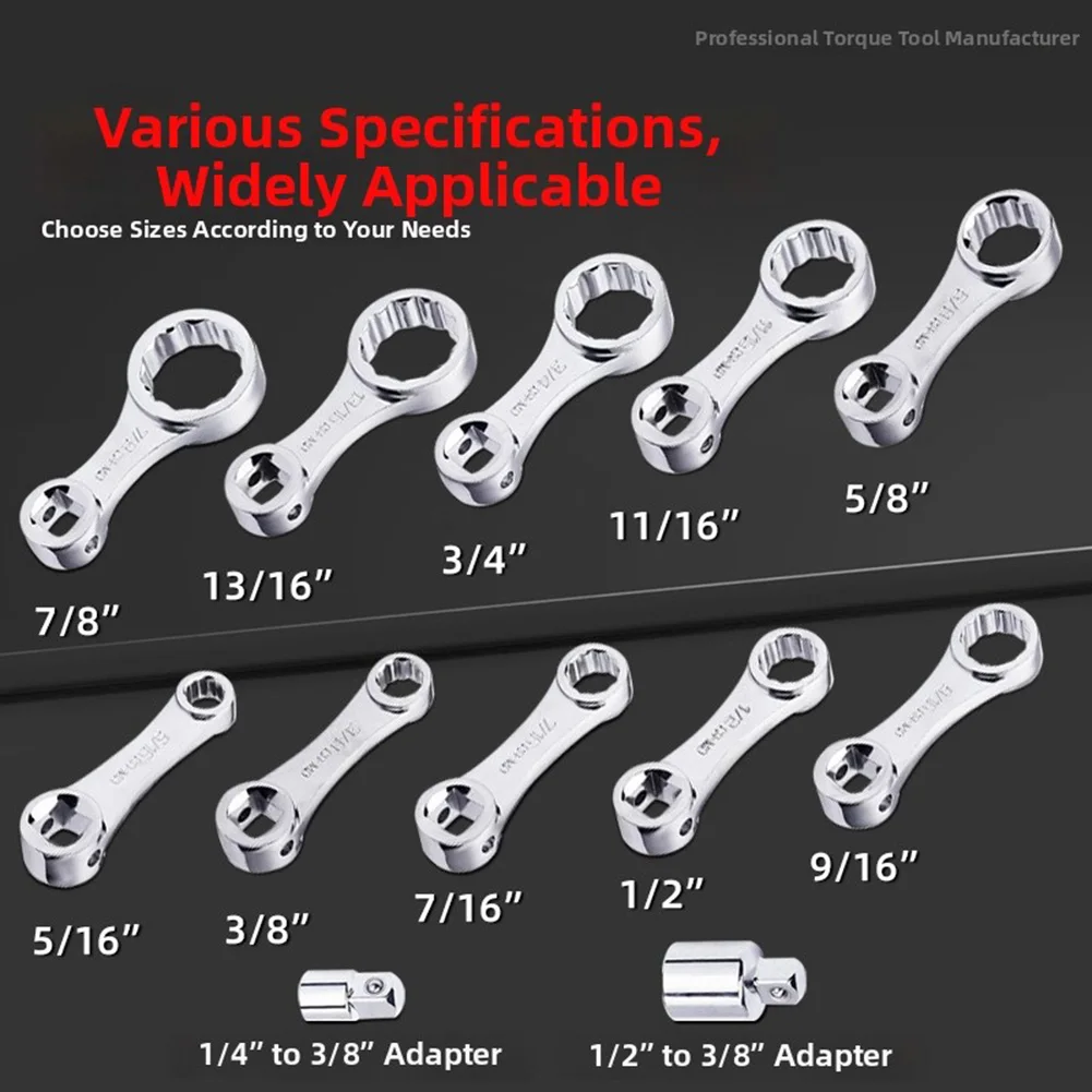 

12-Piece Box End Torque Adapter Extension Set SAE 38 Drive Torque Adapter Extension Kit Wrench Adapter Hand Tools