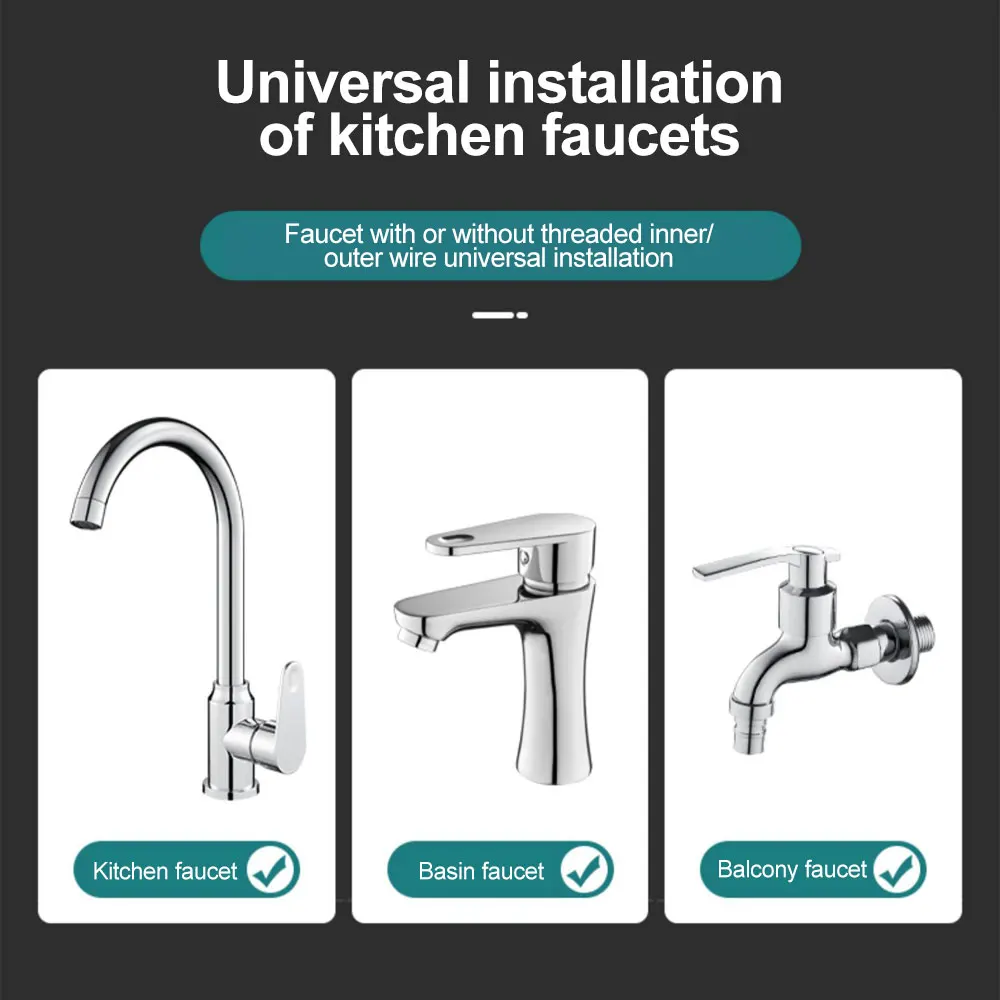 3 Mode Shower Head Kitchen Tap 360° Rotatable Kitchen Flush High-Pressure W/ Faucet Sprayer Tap Replacement Kitchen Button