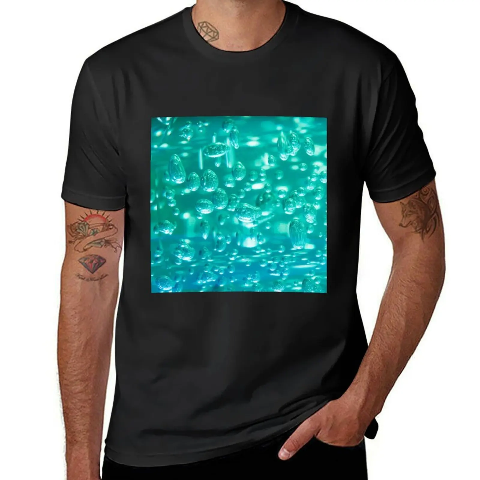 Blue Bubbles - Reaction between and oil and water T-Shirt oversizeds plain men clothings