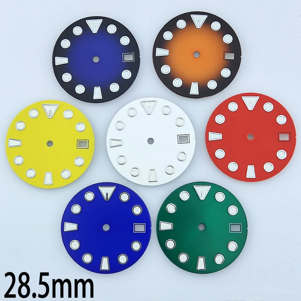 285mm-時計文字盤-nh35-文字盤-nh36-時計文字盤-グリーン夜光文字盤-カラー文字盤-時計アクセサリー-nh35-nh36-ムーブメントに適しています