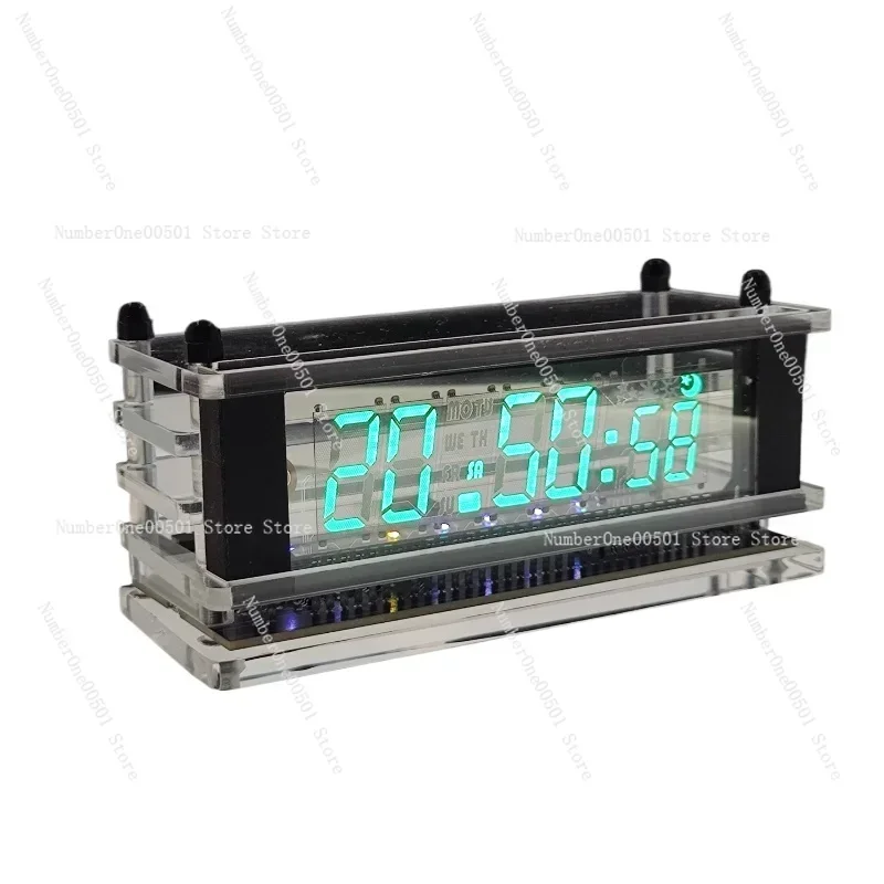 Retro VFD Desk Clock with Calendar Alarm Self-Illuminating Digital Display Night Light for Creative Workspace