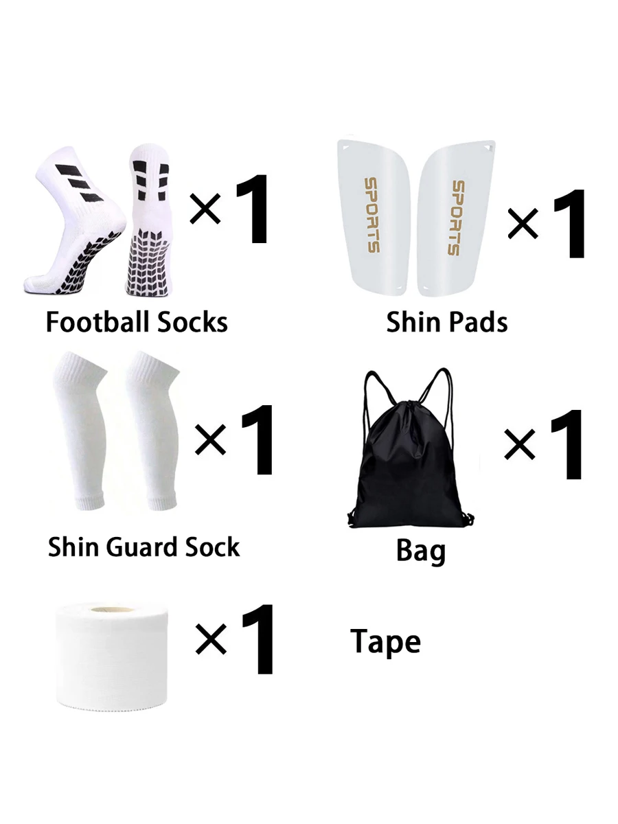 

5 Piece Set Men Women Sports Football Socks Sports Leggings High Quality Elastic Socks Cover Tape Drawstring Football Bag