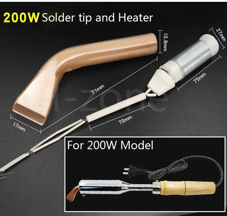 Electric Soldering Iron Heavy Duty External heat  50W 75W 100W 150W 200W 300W Soldering Iron tips heater Chisel Tip Wood Handle