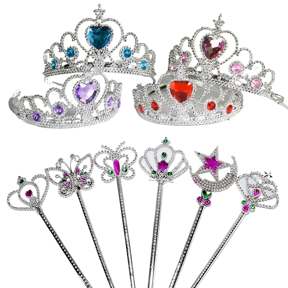 New Crown Scepter Party Princess Birthday King Headdress Crown Circle Party Decoration Headband Queen Prop Dress Up