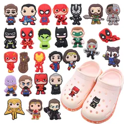 Good Quality 1pcs Shoe Charms Iron Man Spider-Man Hulk Thanos Accessories PVC Shoes Buckle Ornaments For Children Present