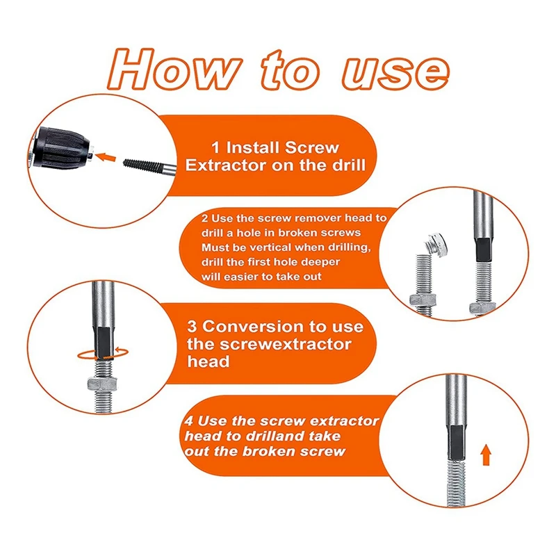 12 PCS Damaged Screw Extractor Set, For Thread Broken Stud, Screw, Bolt, Water Pipe, Easy Take Out