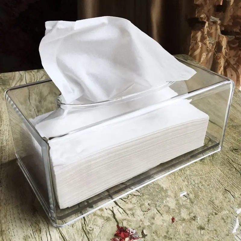 Facial Tissue Dispenser Box Cover Holder Clear Acrylic Rectangle Napkin Organizer for Bathroom, Kitchen and Office, 22x12x10cm