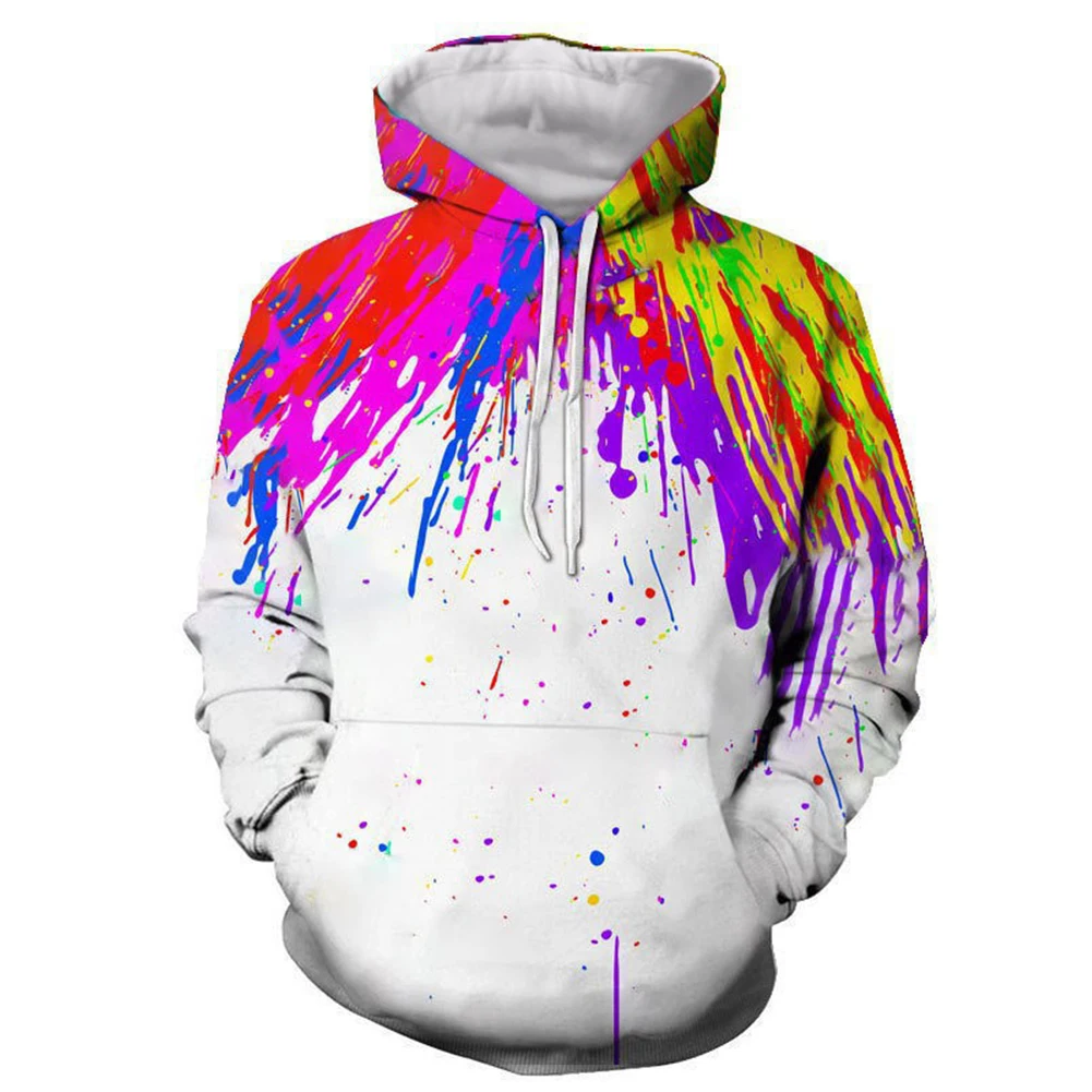 Color Graffiti Hoodies Tie Dye 3D Print Men Women Streetwear Oversized Pullovers Fashion Hooded Sweatshirts Kids Tops Clothing