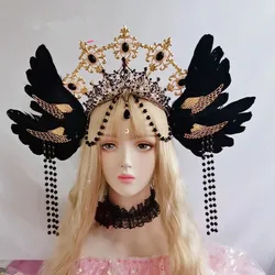 Lolita dea Costume KC fascia angelo oro dea copricapo vergine maria Halo sposa corona catena di perline barocco diadema copricapo