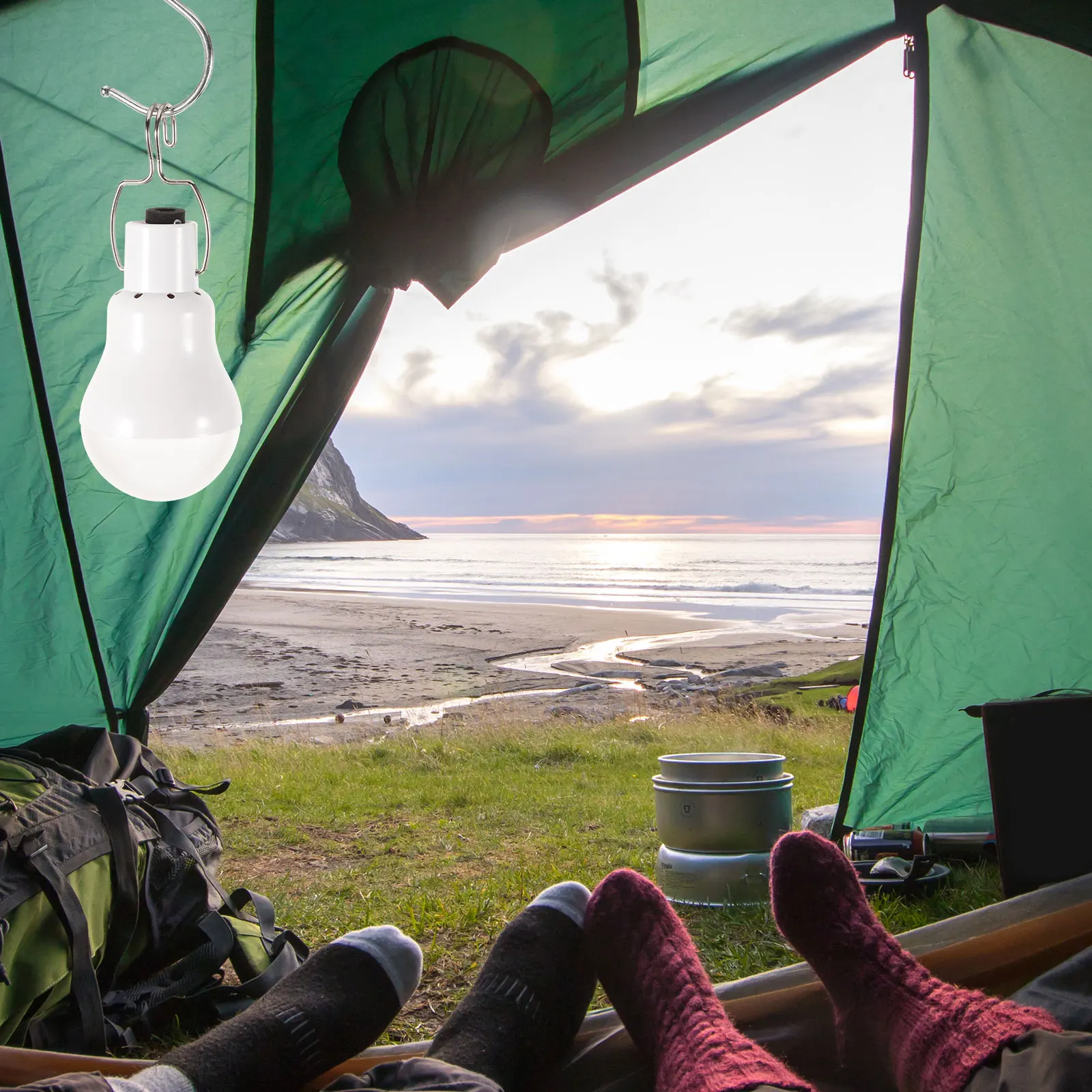 

2 Pcs Solar Camping Lights for Outdoors Home Shed Sports Lamp Clear Shade Balcony Yard Garden Hiking Fishing Tent Powered