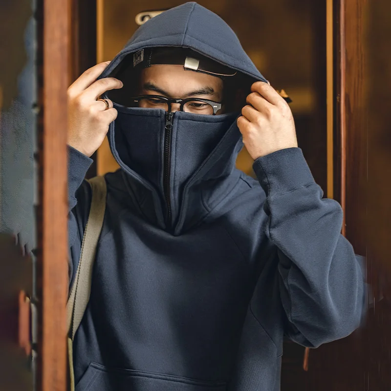 Maden Casual American Sweater Mask Hoodie Zipper High Street Machine Coat Men\'s Autumn Casual Cityboy Special Design Pullover