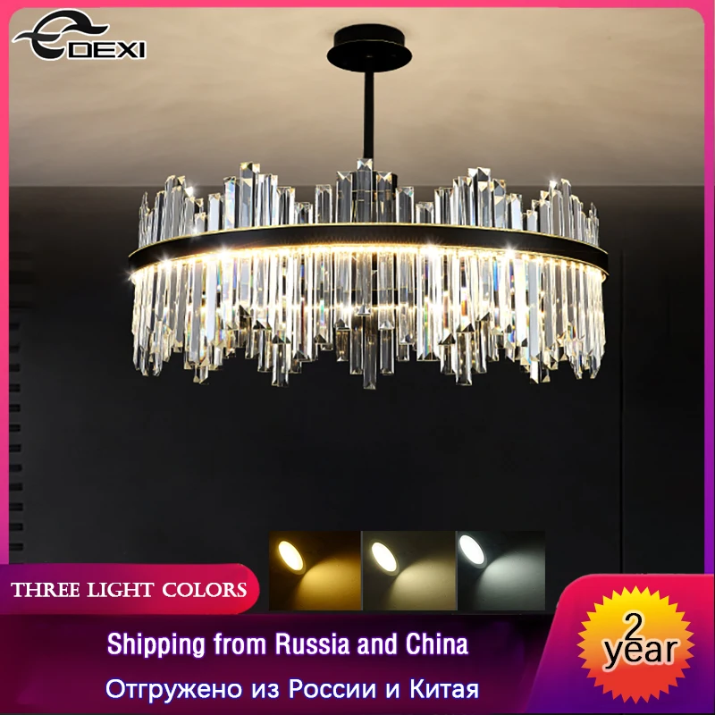 

New Nordic Bedroom Dining Hall Pendant Lamp Living Room Lounge Crystal Chandelier Cafe Bar Art Deco Light Tricolor Dimming LED