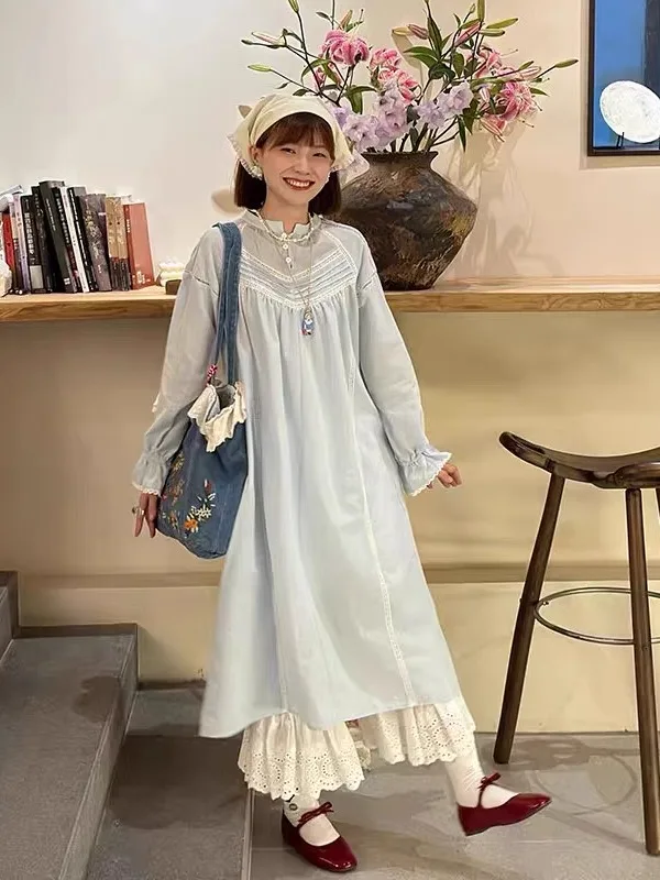 Primavera puro cotone ricamato Suower scava fuori bandiera abito strato base pantaloni zoccolo pantaloni dolce stratificazione