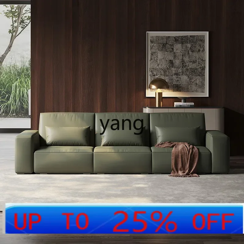 

cx Italian minimalist leather sofa living room small apartment first layer cowhide full leather sofa