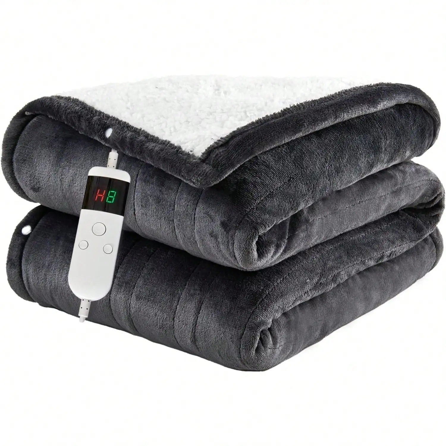 1PC Electric Blanket Heated Throw, Soft Flannel Heating Blanket With 8 Hours Auto Off 10 Fast Heating Levels Machine Washable Sherpa Heated Blanket With Overheating Protection