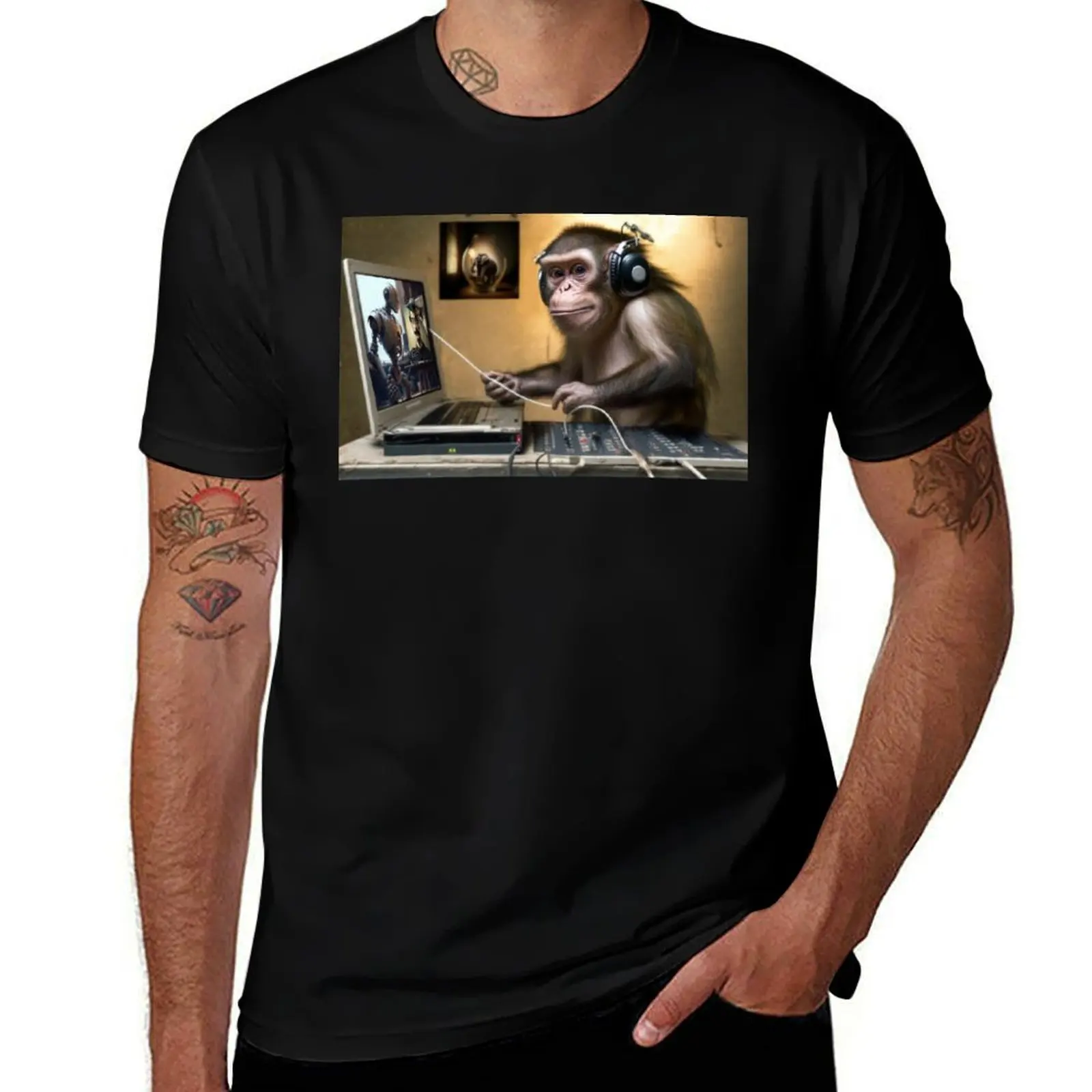

The wise monkey T-Shirt t shirts for man graphic funny man tshirt men t shirt cotton 100% T-Shirt