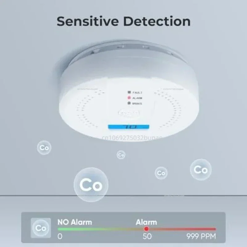 Unabhängiger CO-Alarmsensor Kohlenmonoxid-Alarmmelder Hochempfindlicher Warnmelder mit LED-Anzeige CO-Alarm Batteriebetrieben – Detail 5