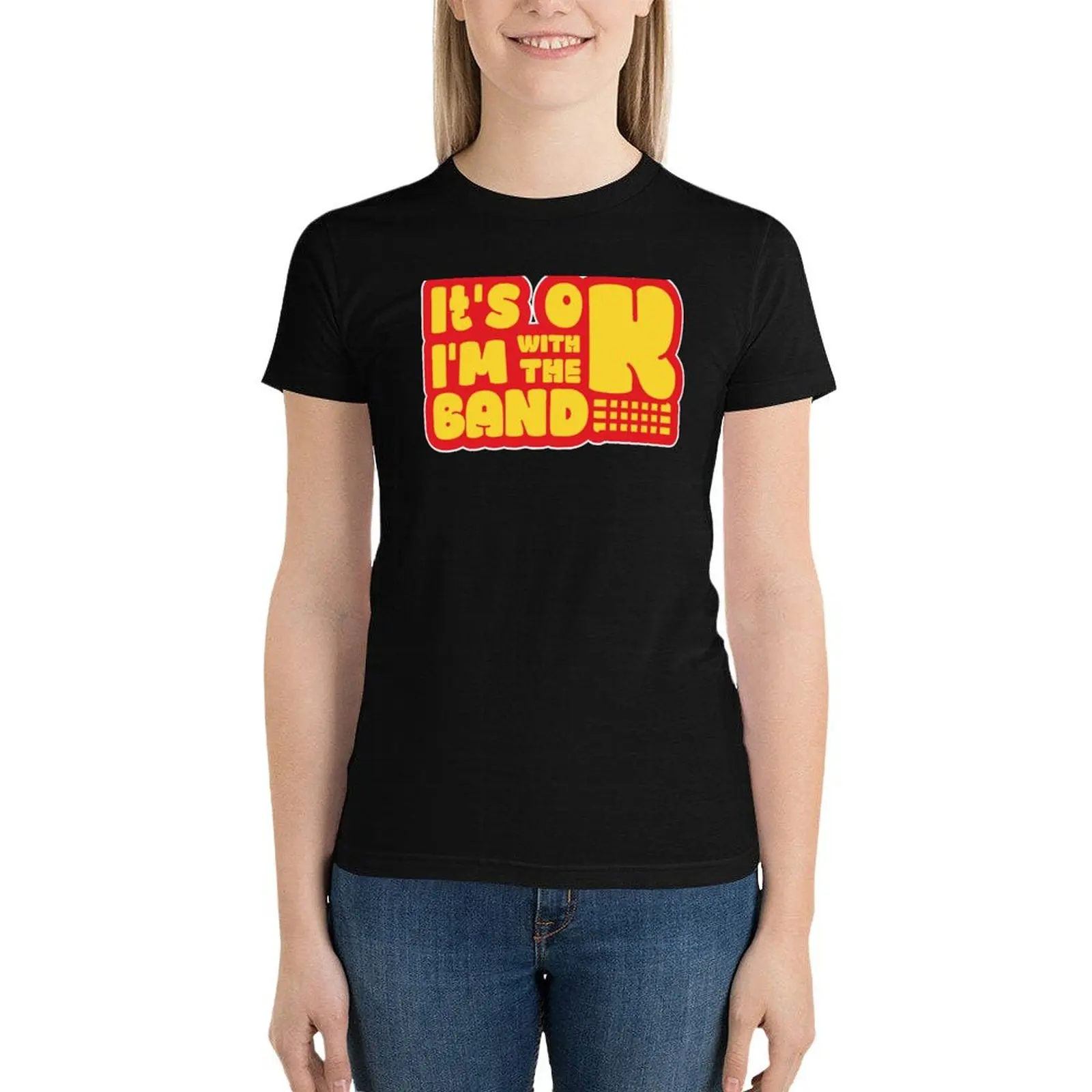 It's ok im with the band T-Shirt oversized vintage clothes summer tops Top Women