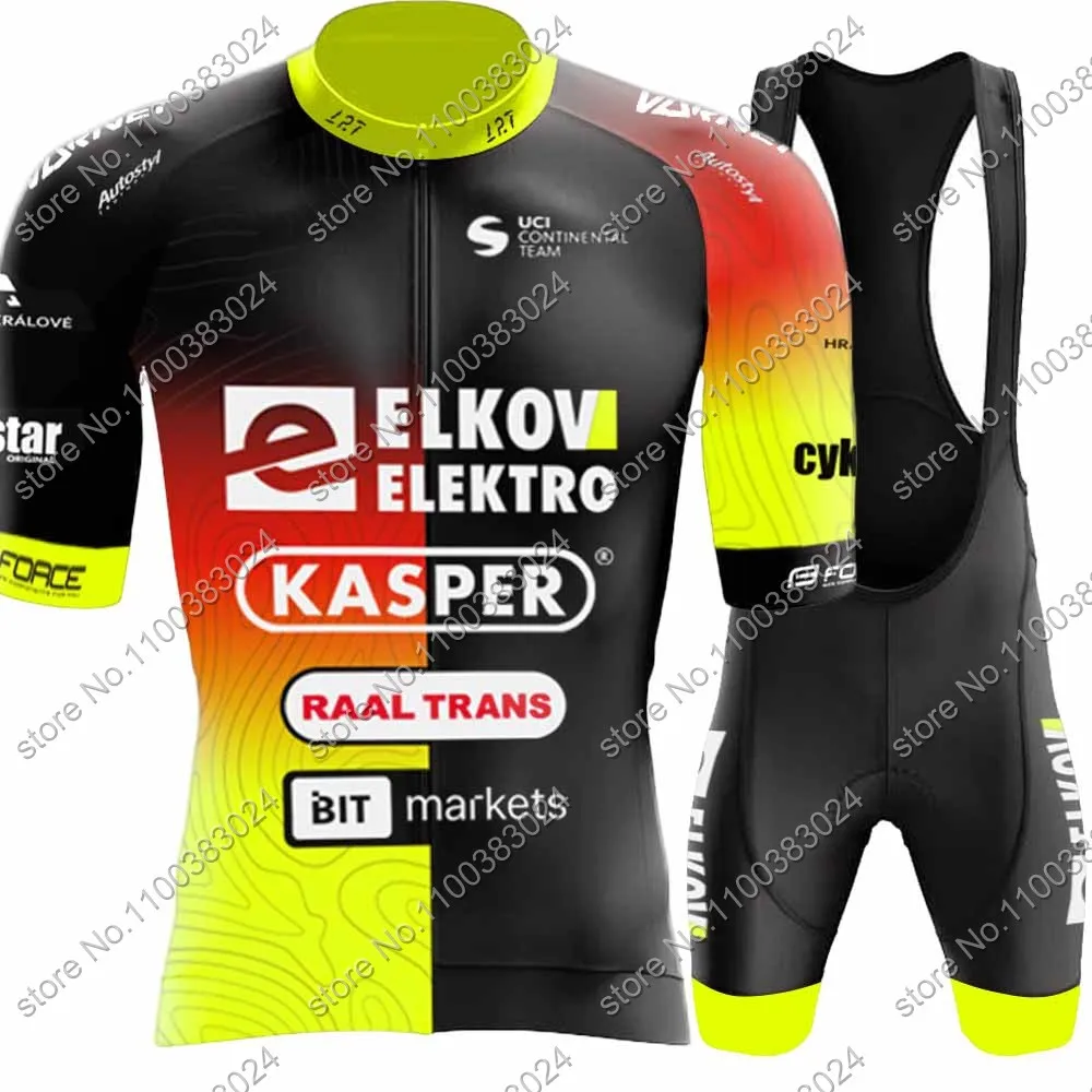 Team Elkov Kasper 2024 Cycling Jersey Men Short Sleeve Czech Clothing Road Bike Shirts Suit Bicycle Bib Shorts MTB Ropa Maillot