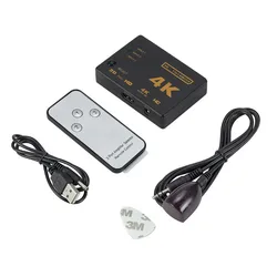 Rozgałęźnik 3x1 zgodny z HDMI 3 wejścia 1 wyjście Przełącznik 4K HDMI Adapter 3-portowy koncentrator kablowy HDMI do laptopa Xbox DVD HDTV PC