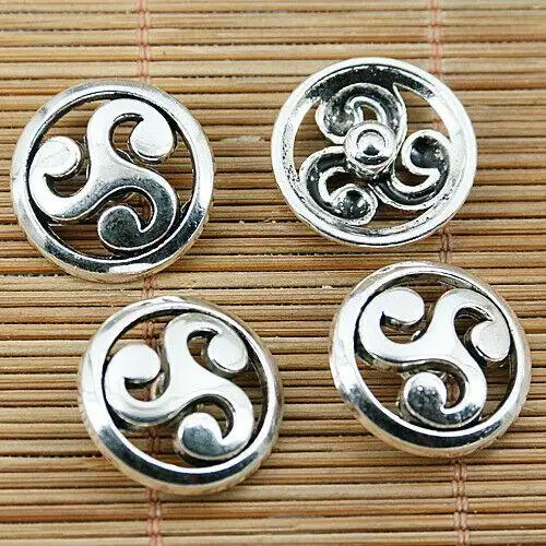 

10pcs 20mm no hole Tibetan silver swirl round snap button findings EF1613