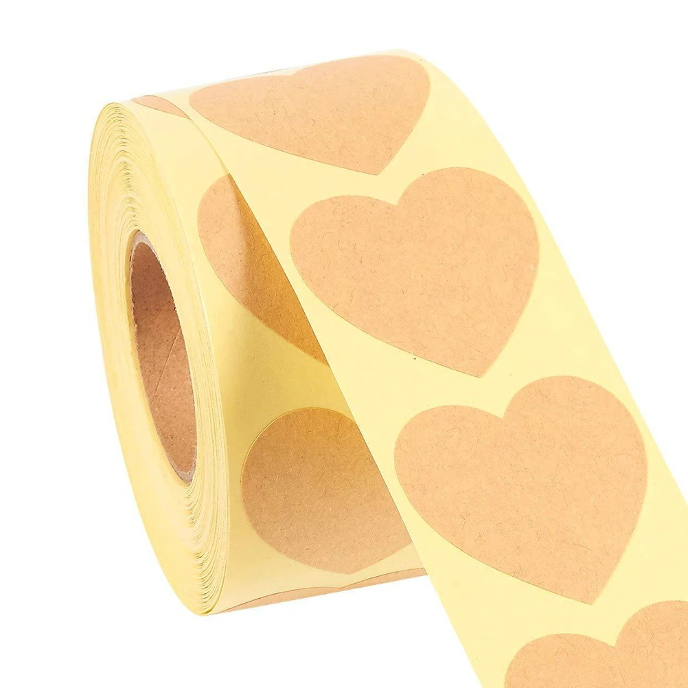 

2 Rolls Heart Shape Stickers Self Adhesive Gift Tags Valentines Day Wrapping Packing Labels Kraft Paper Folder