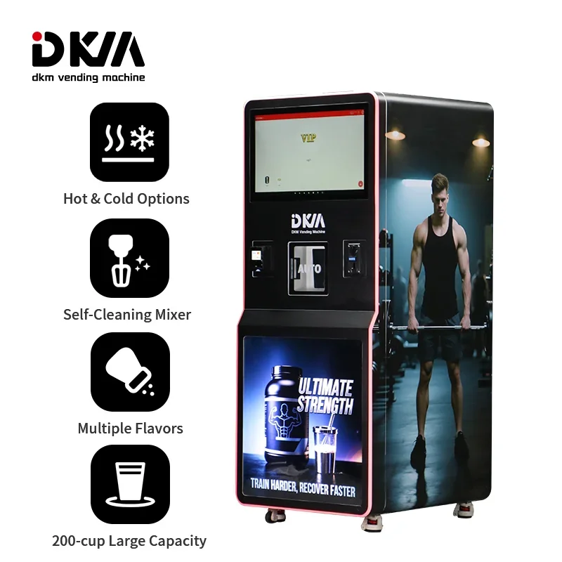 Hot Selling DKM Automatic Fitness Protein Powder Drink Beverages Protein Shakes Vending Machine Dispenser for Gym