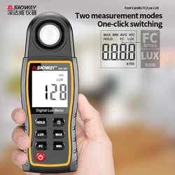 SW582 Light Meter Digital Illuminance Meter Handheld Lux Tester LCD 0-199999 Lux/Fc Pocket Luxmeter Photometer Grow Plants