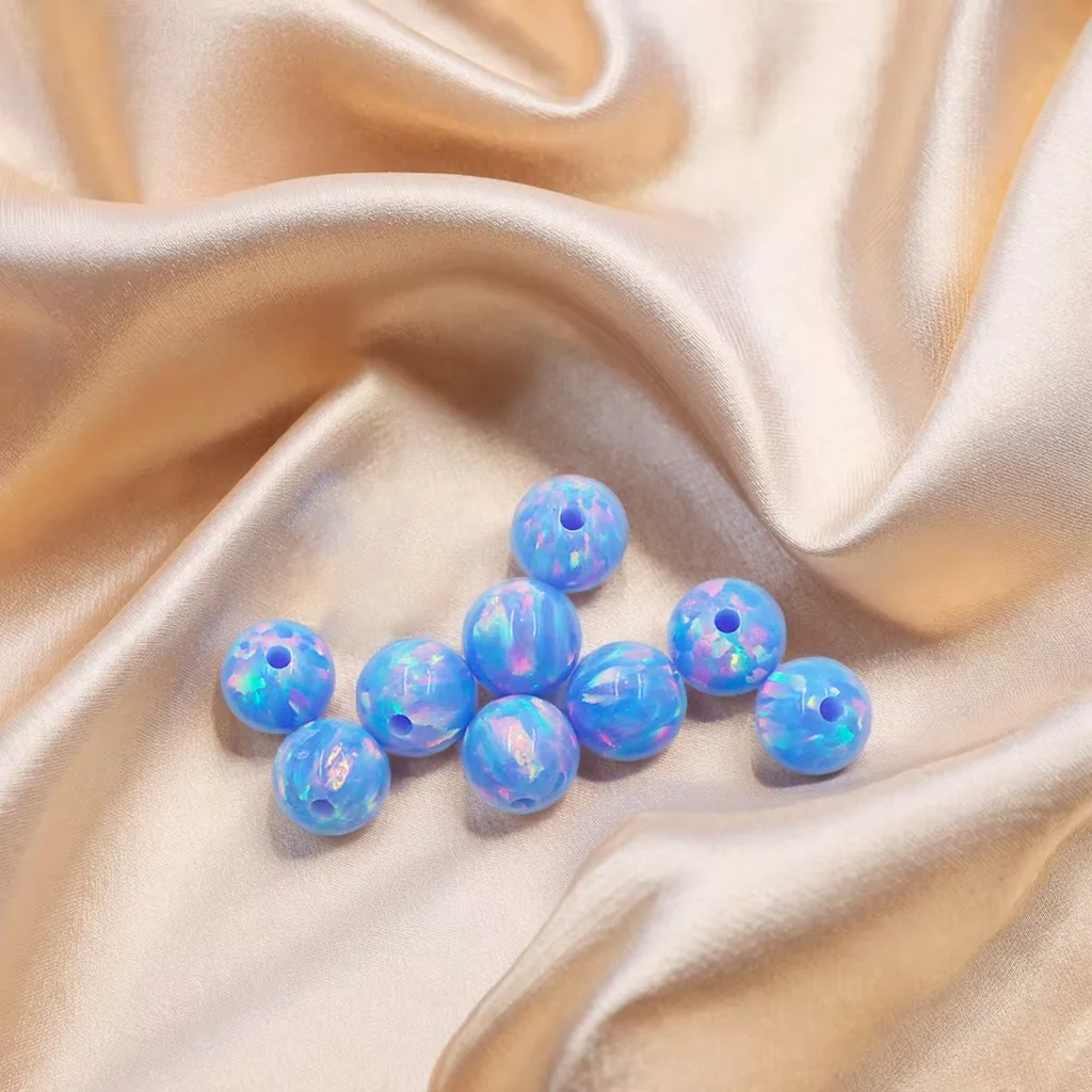 

1 сумка, популярные бусины из голубого огненного опала для браслета и ожерелья, синтетические опаловые бусины диаметром 2–8 мм с отверстием