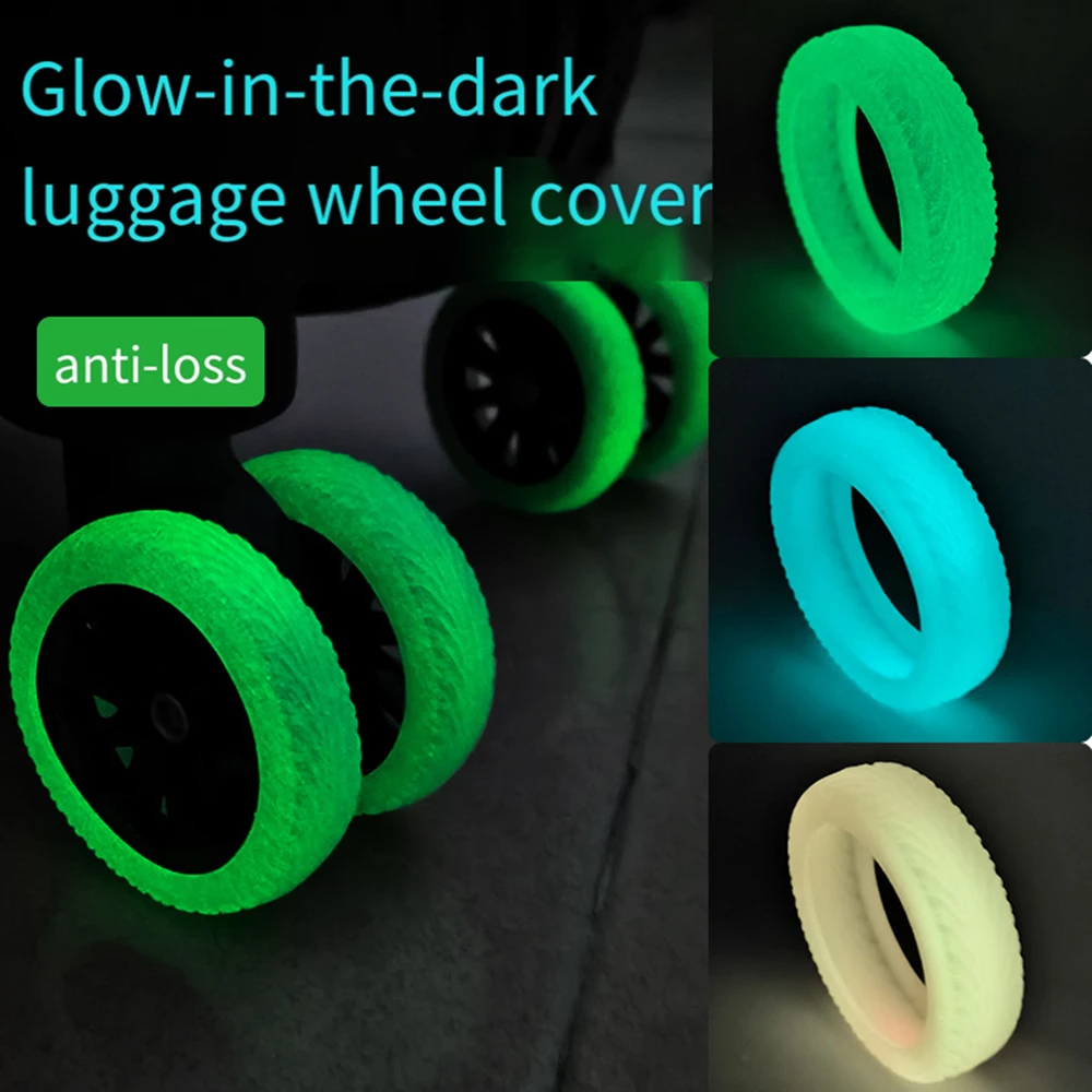 8PCS Silicone Luminous Wheels Protector Reduce Noise Trolley Case Silent Caster Sleeve Travel Suitcase Wheels Protection Cover