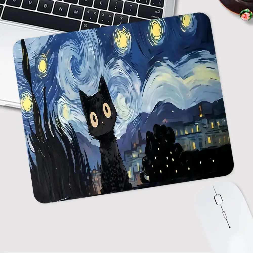

Cat small mouse pad rubber anti-slip portable laptop mousepad edge-locked durable desk mat 22*18cm office gaming accessorys