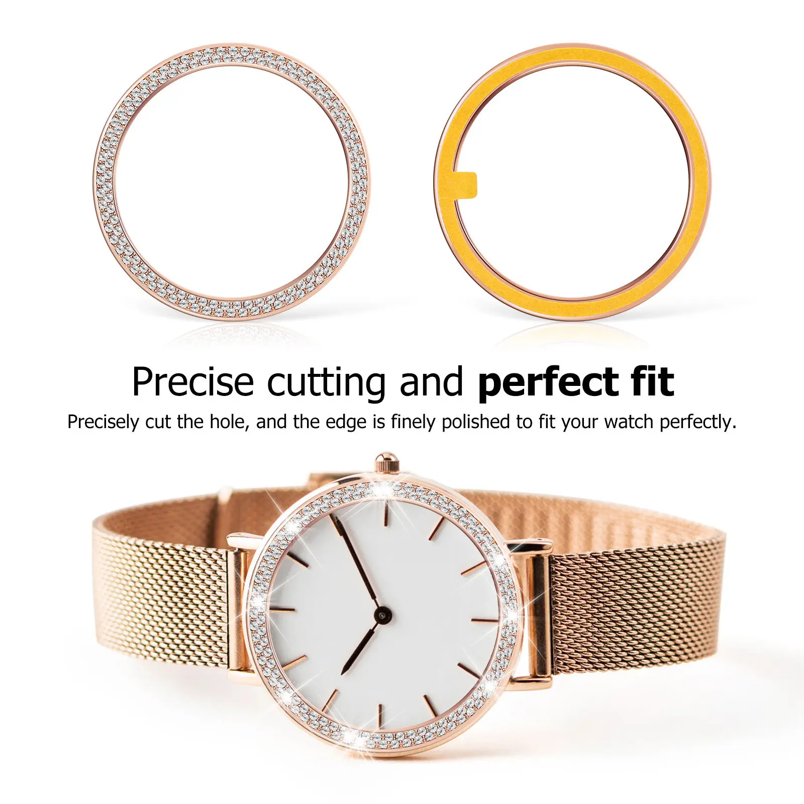 

Rhinestone Watch Case Bezel Ring Cover for 3 Elegant Protective Bumper Case with Double Rhinestone Band