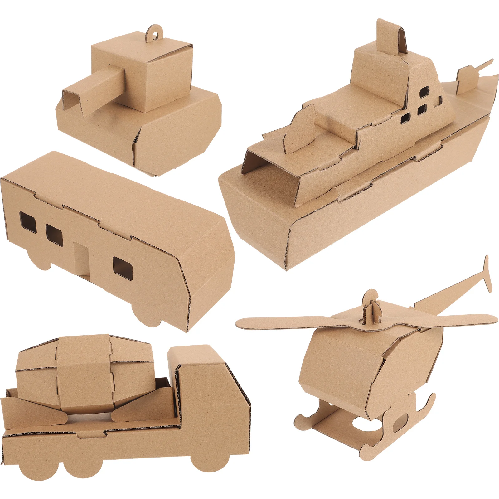 

5 Pcs Children's Handmade Paper DIY Model Airplane Tank Car Submarine Cardboard Kindergarten Assembly Toys 3d Puzzle for