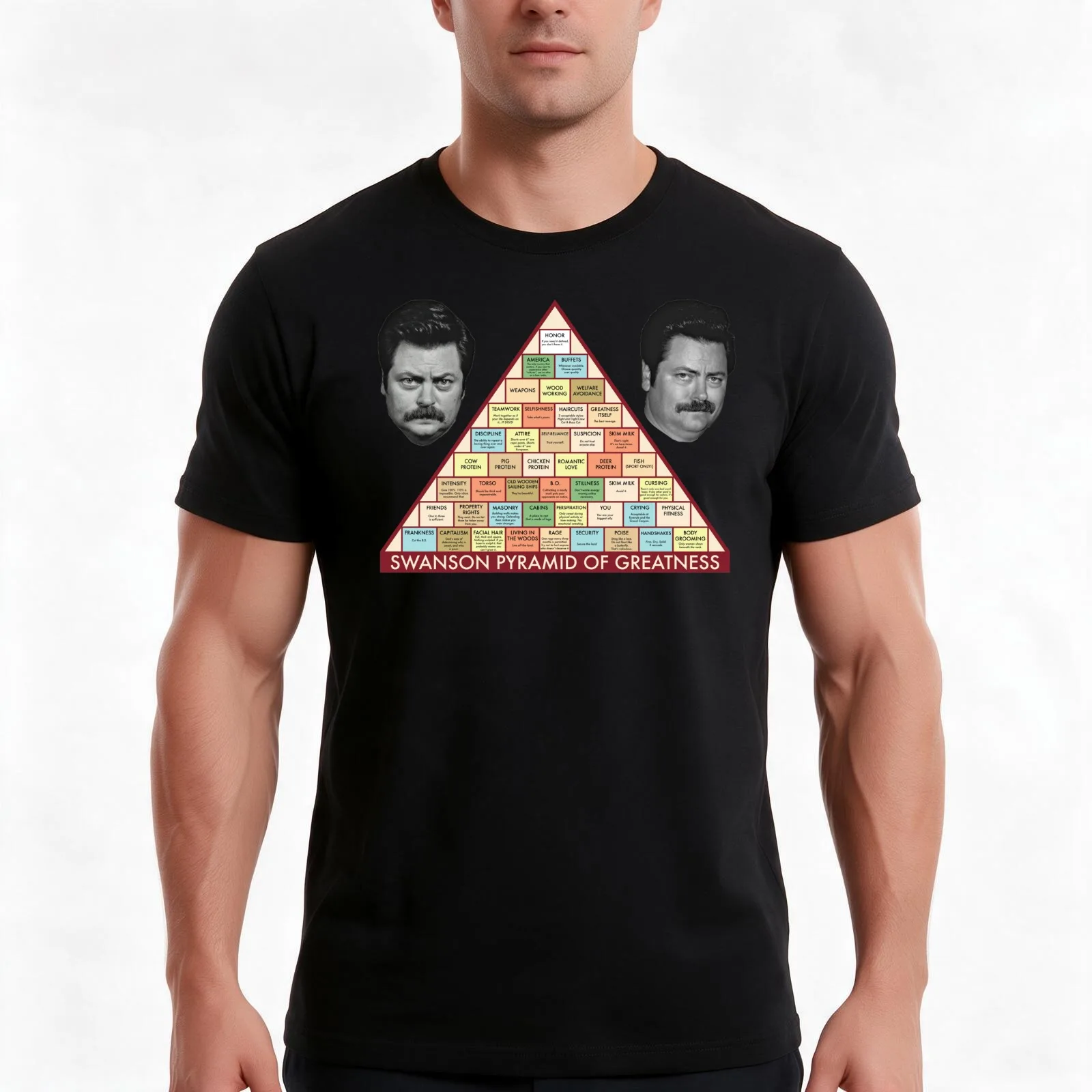 Swanson Pyramid of Greatness T-Shirt Summer Casual Cotton Tee Oversized Streetwear Tops Vintage Graphic Print 100% Cotton