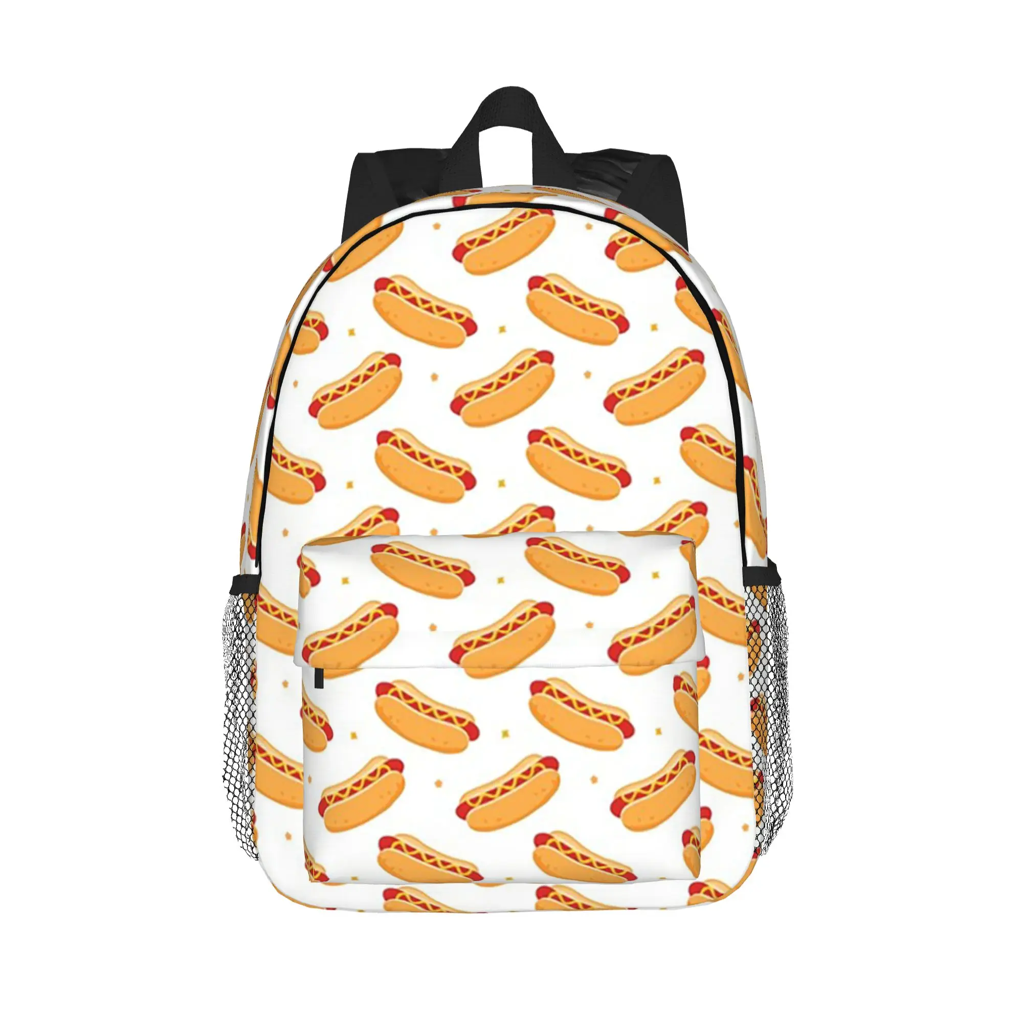Hot Dog Food Delicious Pattern Backpack Hot Sale Daypack Large Capacity Boys Girls BookBag Shoulder Bag for Men Women School Bag