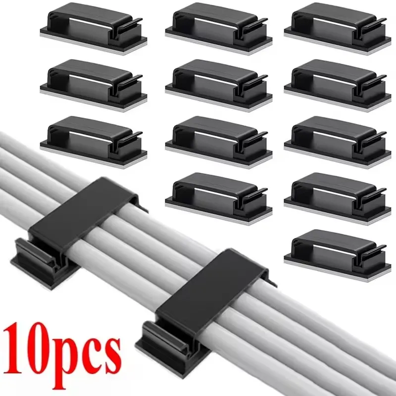 5/10/20Pcs Nail-free Self-Adhesive Buckle Cable Clips, Wire Cord Manager Clamps for Desktop PC Car Home Office Cable Management
