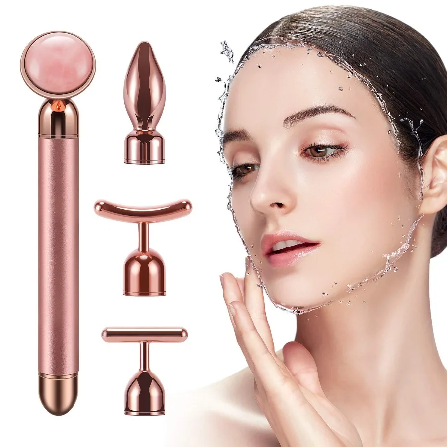 Rolo massageador facial 4 em 1, rolo dourado 24k para braço, olho, nariz, massagem para rosto, massageador facial, ferramentas de cuidados com a pele