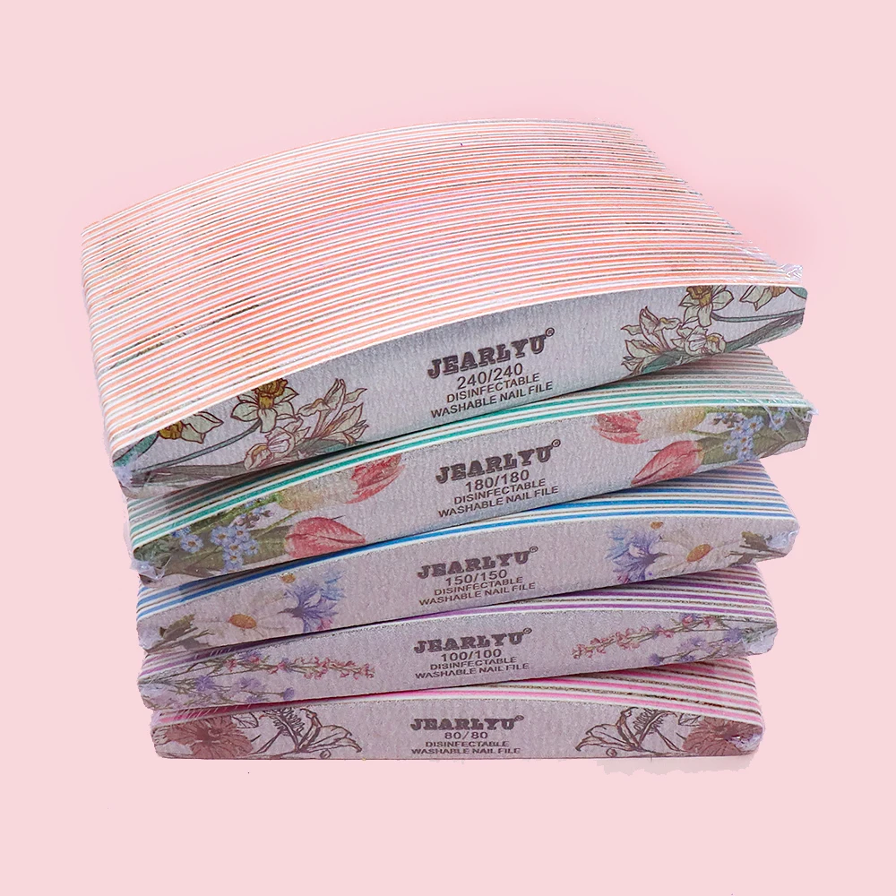 50Pcs Double Sided Nail Files For Manicure Remove Gel Nail Polish Emery Board Nail Art File 80/100/150/180/240 Grit Buffer File
