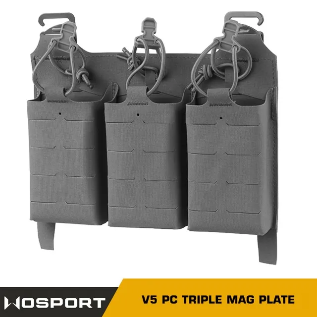 

V5 PC Triple 5.56 Magnetic Bag with G-buckle Built-in Kydex Wedge Inserted Into Tactical Plate Carrier Hunting Vest