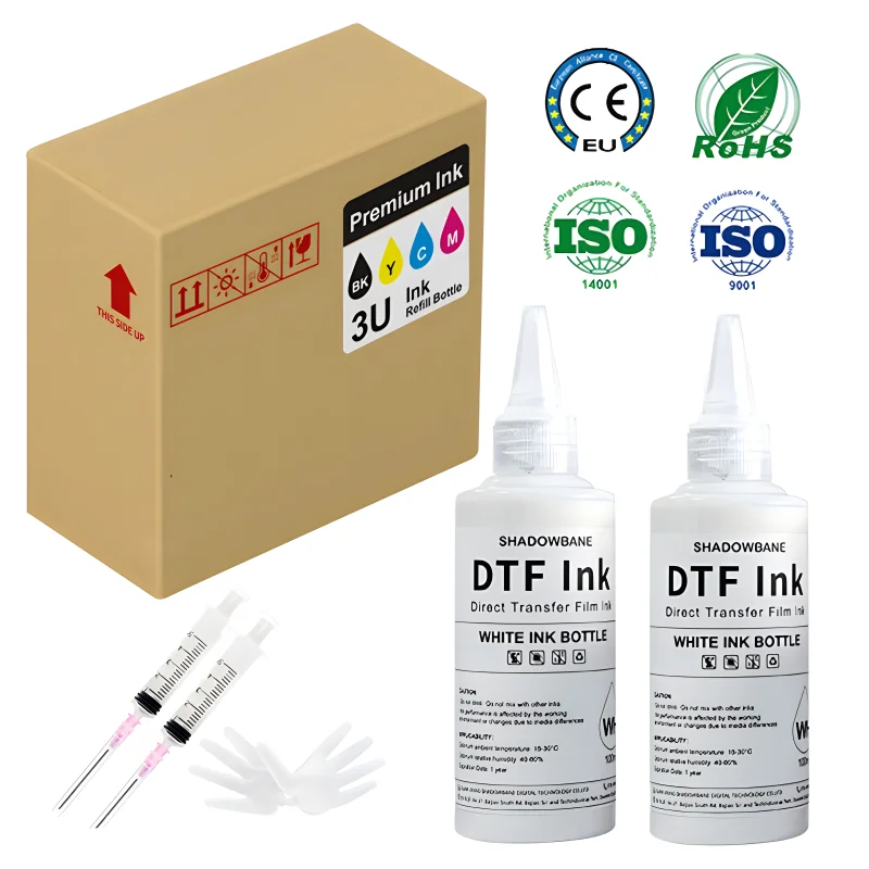 Film de Transfert de Chaleur d'Encre DTF Blanche 3U, pour Epson I3200, P800, L1800, 1390, L800, L805, 1430, 3880, Xp15000, Tous les DTF Prquinze