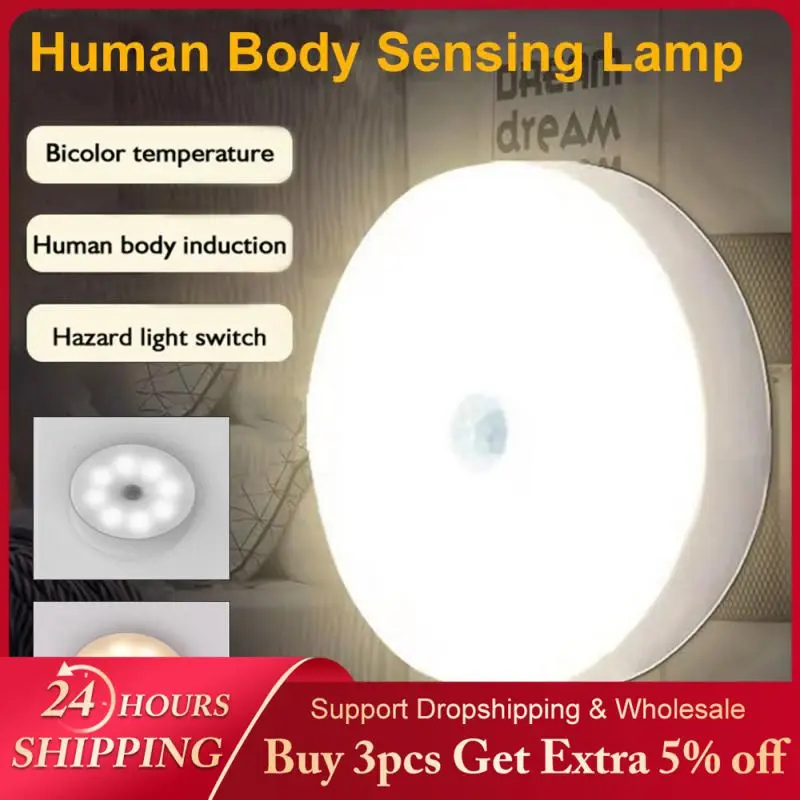 PIR Motion Sensor LED Night Light USB Rechargeable Night Lamp For Kitchen Cabinet Wardrobe Lamp Staircase Wireless Closet Light