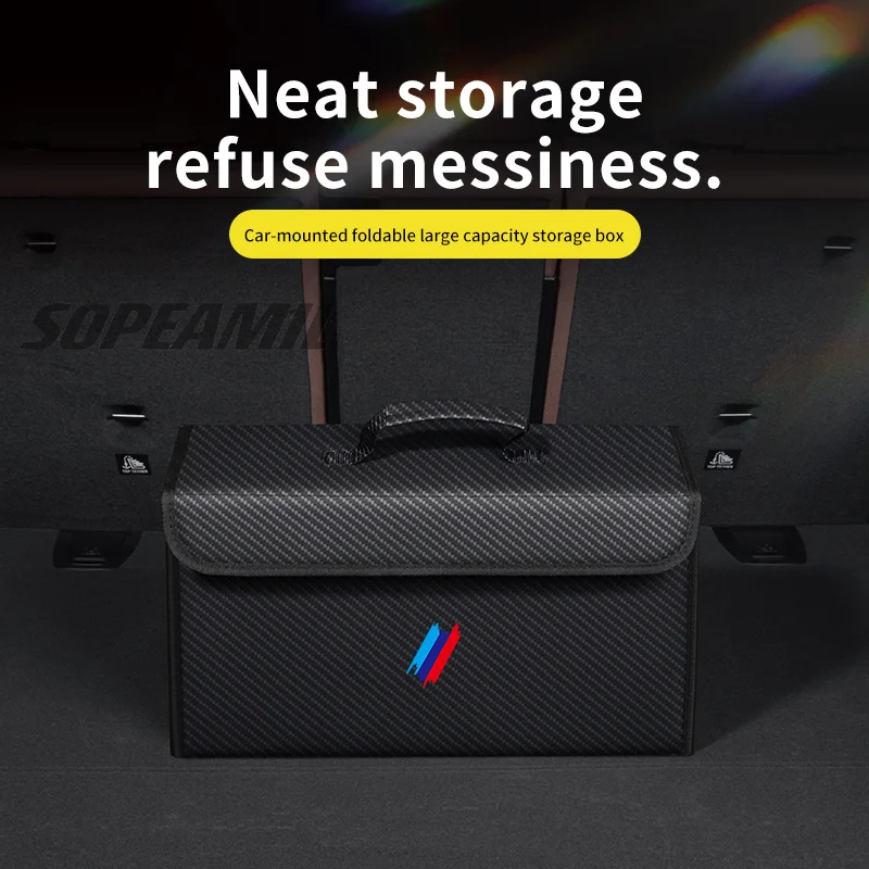 Skórzany składany organizer do bagażnika samochodowego, torba do przechowywania i porządkowania, pasuje do BMW M Power X3 X4 X5 X7 E36 E39 E46 E60 E65 E90 F10 F15 F20 F25