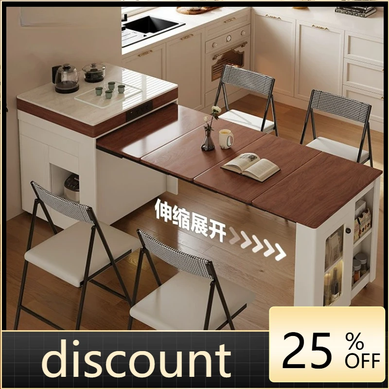 

LH retractable folding island dining table tea table integrated household small apartment rock slab island