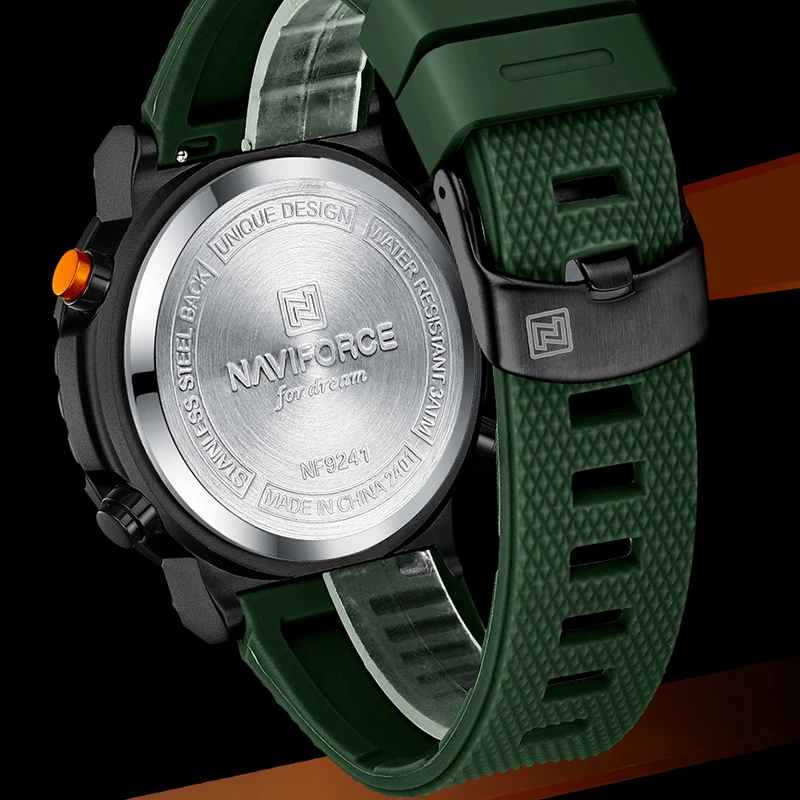 NAVIFORCE رجل ساعة الأصلي 3ATM مقاوم للماء للصدمات سيليكون حزام الساعات للرجال ساعة اليد عادية Relogio Masculino 2025