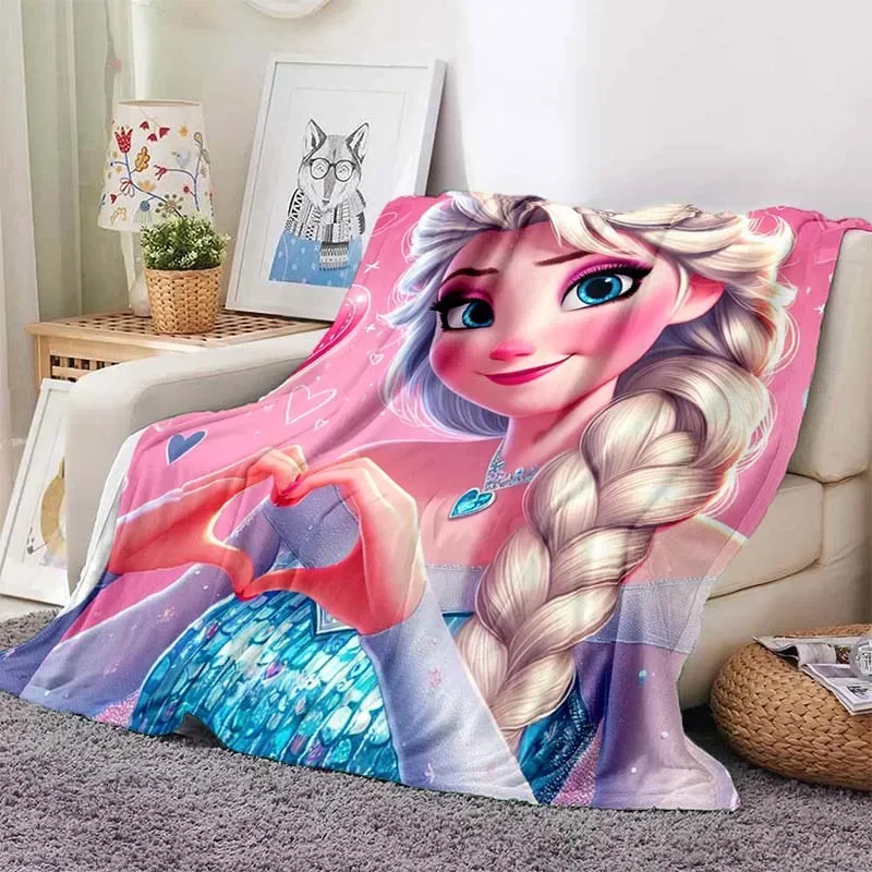 Fun Printed Frozen Cute Pattern Blanket Plush Blanket Sofa Bed Cover Single Bedding Cartoon Anna Elsa Boy Girl Children Gift